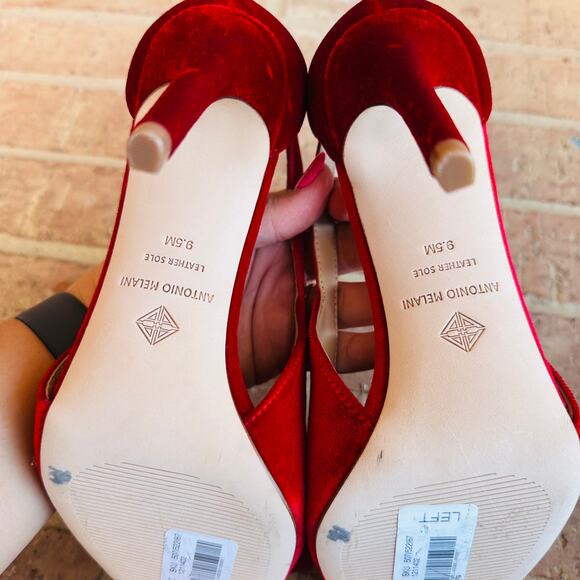 Antonio Melani Red Velvet Floral Heels Size 9.5 - Picture 7 of 7